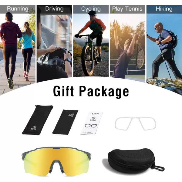 DUCO Cycling Sunglasses for Men Women Sports Sunglasses uv 400 Protection TR90 Baseball Driving Fishing Sun glasses 0038Green Frame Green Temple Revo Gold Lens