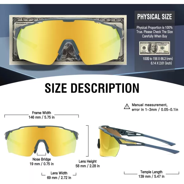 DUCO Cycling Sunglasses for Men Women Sports Sunglasses uv 400 Protection TR90 Baseball Driving Fishing Sun glasses 0038Green Frame Green Temple Revo Gold Lens