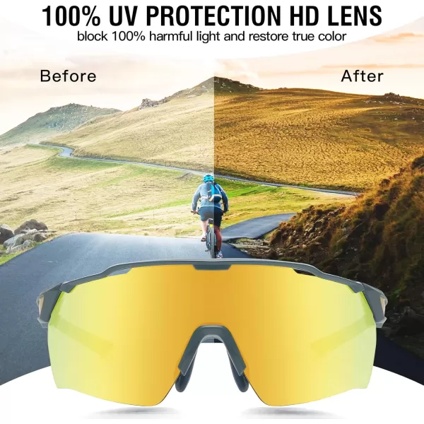 DUCO Cycling Sunglasses for Men Women Sports Sunglasses uv 400 Protection TR90 Baseball Driving Fishing Sun glasses 0038Green Frame Green Temple Revo Gold Lens