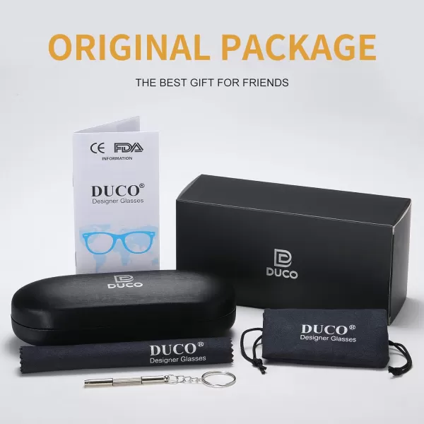 DUCO Luxury Carbon Fiber Temple Eyewear Blue Light Blocking Glasses for Men and Women Glasses for Computer Eye Strain5220 Black Frame Red Temple