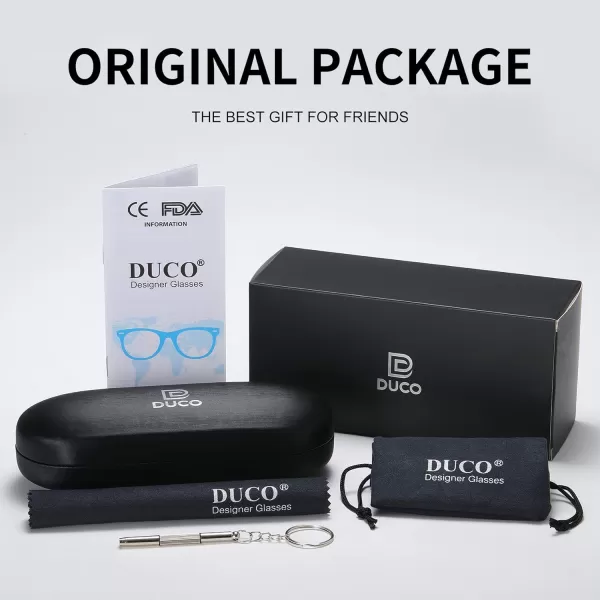 DUCO Luxury Carbon Fiber Temple Eyewear Blue Light Blocking Glasses for Men and Women Glasses for Computer Eye Strain5220 Blue Frame Blue Temple