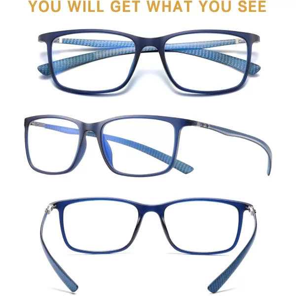 DUCO Luxury Carbon Fiber Temple Eyewear Blue Light Blocking Glasses for Men and Women Glasses for Computer Eye Strain5220 Blue Frame Blue Temple