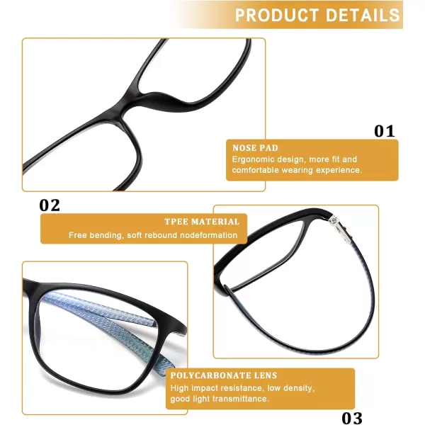 DUCO Luxury Carbon Fiber Temple Eyewear Blue Light Blocking Glasses for Men and Women Glasses for Computer Eye Strain5221 Black Frame Blue Temple