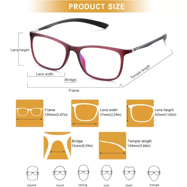 DUCO Luxury Carbon Fiber Temple Eyewear Blue Light Blocking Glasses for Men and Women Glasses for Computer Eye Strain5221 Red Frame Black Temple