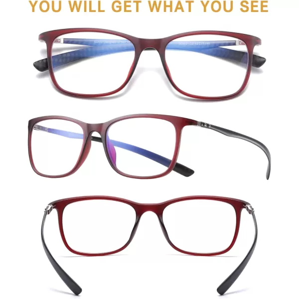 DUCO Luxury Carbon Fiber Temple Eyewear Blue Light Blocking Glasses for Men and Women Glasses for Computer Eye Strain5221 Red Frame Black Temple