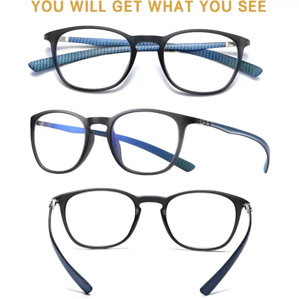 DUCO Luxury Carbon Fiber Temple Eyewear Blue Light Blocking Glasses for Men and Women Glasses for Computer Eye Strain5222 Black Frame Blue Temple