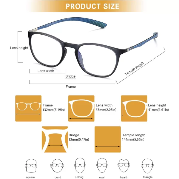 DUCO Luxury Carbon Fiber Temple Eyewear Blue Light Blocking Glasses for Men and Women Glasses for Computer Eye Strain5222 Black Frame Blue Temple