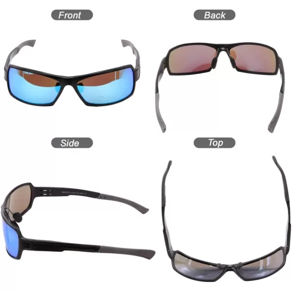 DUCO Mens Sports Style Polarized Sunglasses Carbon Fiber Unbreakable Frame X6 9019 Blue