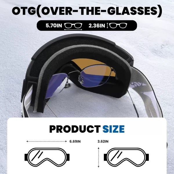 DUCO OTG Ski Goggles Over Glasses SkiSnowboard Goggles for Men Women UV400 Protection AntiFog Skiing Snow Goggles DCS003Black Blue