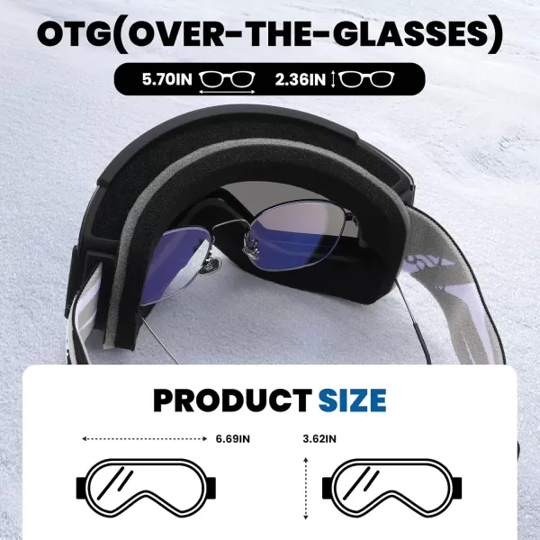 DUCO OTG Ski Goggles Over Glasses SkiSnowboard Goggles for Men Women UV400 Protection AntiFog Skiing Snow Goggles DCS003Black Silver
