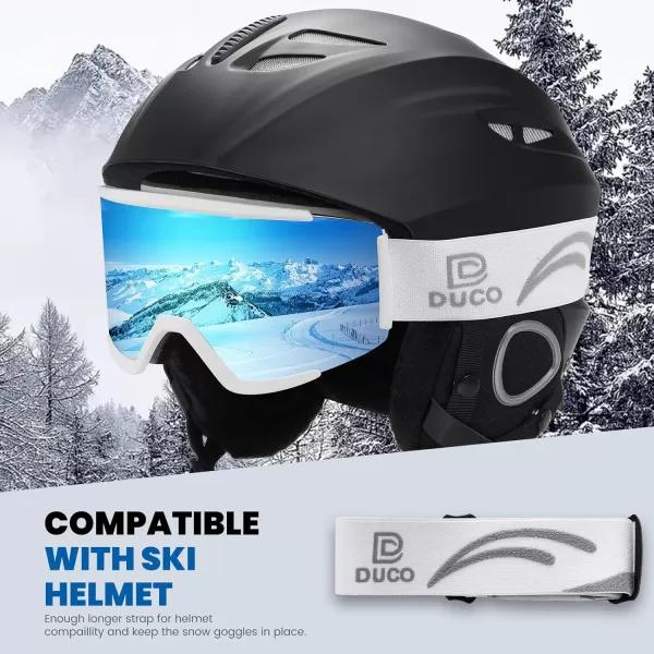 DUCO OTG Ski Goggles Over Glasses SkiSnowboard Goggles for Men Women UV400 Protection AntiFog Skiing Snow Goggles DCS003White Blue