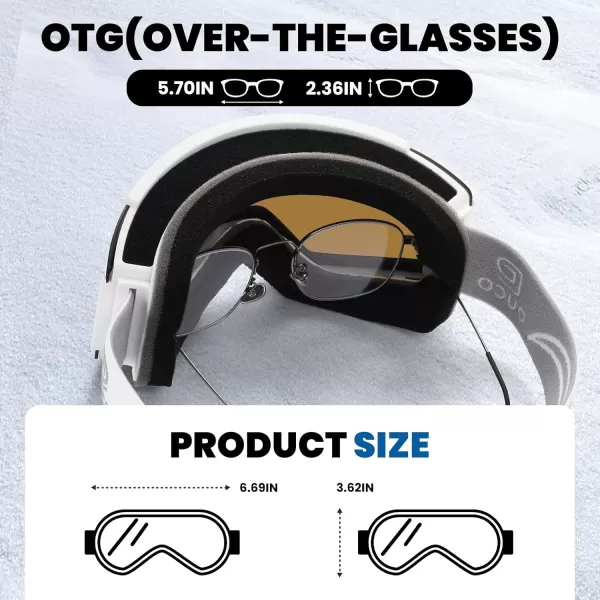DUCO OTG Ski Goggles Over Glasses SkiSnowboard Goggles for Men Women UV400 Protection AntiFog Skiing Snow Goggles DCS003White Blue