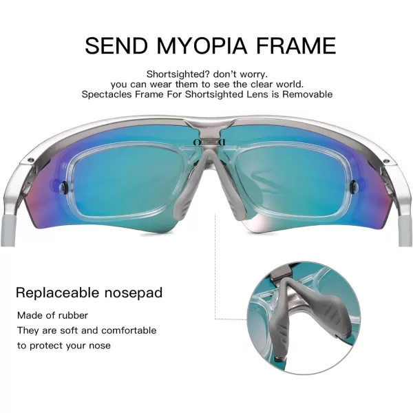 DUCO Polarized Sports Cycling Sunglasses for Men with 5 Interchangeable Lenses for Running Golf Fishing Hiking Baseball0022 Gunmetal