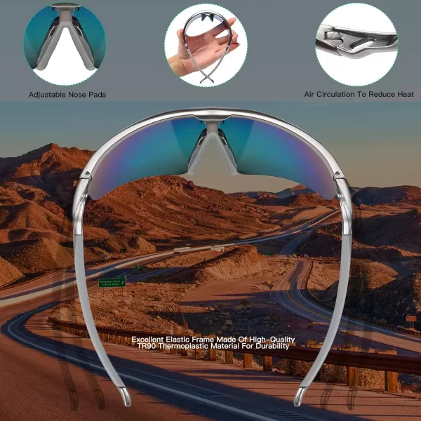 DUCO Polarized Sports Cycling Sunglasses for Men with 5 Interchangeable Lenses for Running Golf Fishing Hiking Baseball0022 Gunmetal