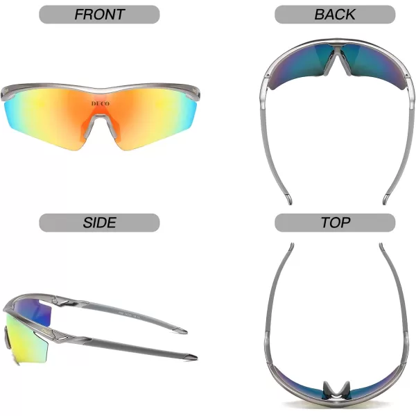 DUCO Polarized Sports Cycling Sunglasses for Men with 5 Interchangeable Lenses for Running Golf Fishing Hiking Baseball0022 Gunmetal