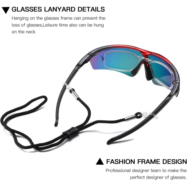 DUCO Polarized Sports Cycling Sunglasses for Men with 5 Interchangeable Lenses for Running Golf Fishing Hiking Baseball0022 Red