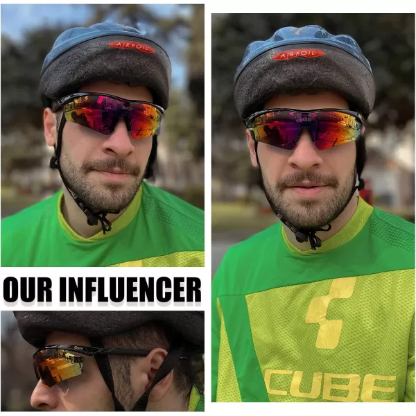 DUCO Polarized Sports Cycling Sunglasses for Men with 5 Interchangeable Lenses for Running Golf Fishing Hiking Baseball0022 Red