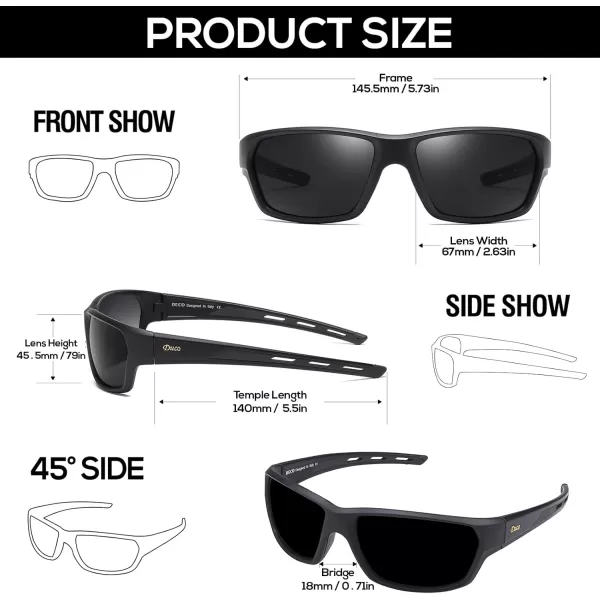 DUCO Polarized Sports Sunglasses for Men Women UV400 Protection Sun Glasses for Cycling Fishing Driving Hiking Golf 6201Black
