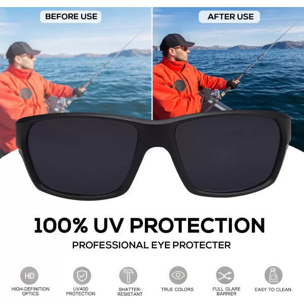 DUCO Polarized Sports Sunglasses for Men Women UV400 Protection Sun Glasses for Cycling Fishing Driving Hiking Golf 6201Black