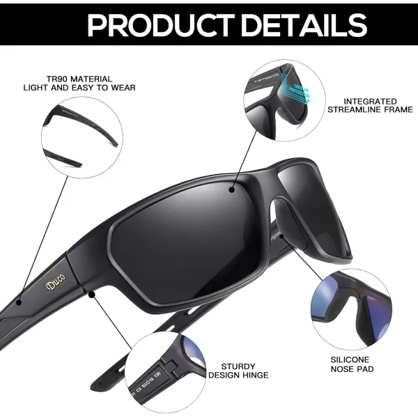DUCO Polarized Sports Sunglasses for Men Women UV400 Protection Sun Glasses for Cycling Fishing Driving Hiking Golf 6201Black