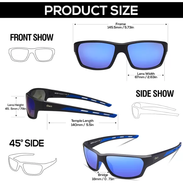 DUCO Polarized Sports Sunglasses for Men Women UV400 Protection Sun Glasses for Cycling Fishing Driving Hiking Golf 6201Blue Lens Blue Frame