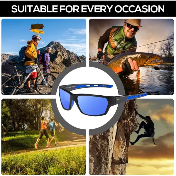 DUCO Polarized Sports Sunglasses for Men Women UV400 Protection Sun Glasses for Cycling Fishing Driving Hiking Golf 6201Blue Lens Blue Frame