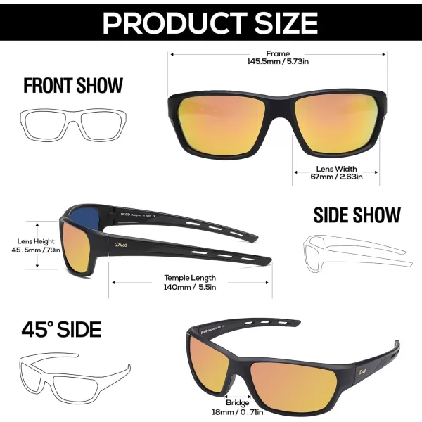 DUCO Polarized Sports Sunglasses for Men Women UV400 Protection Sun Glasses for Cycling Fishing Driving Hiking Golf 6201Orange Lens Black Frame