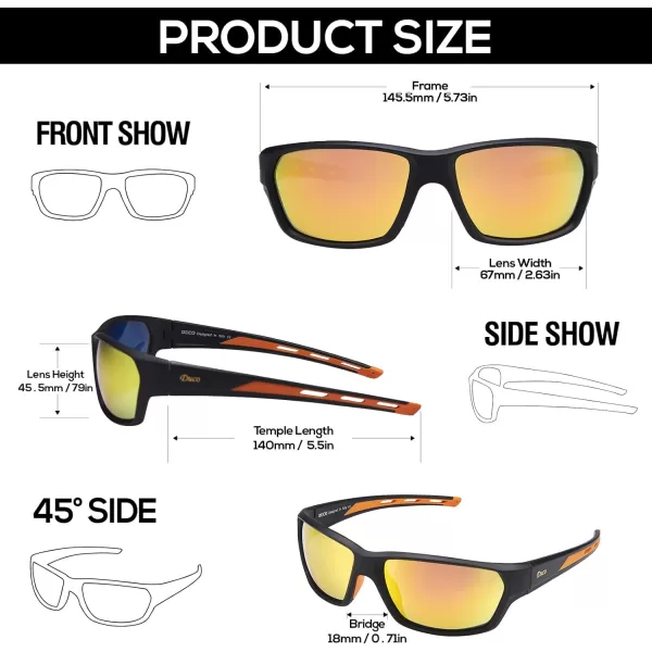 DUCO Polarized Sports Sunglasses for Men Women UV400 Protection Sun Glasses for Cycling Fishing Driving Hiking Golf 6201Orange Lens Orange Frame