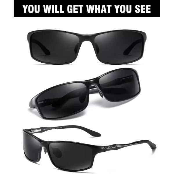 DUCO Polarized Sunglasses for Men 100 UV400 Protection Metal Frame Driving Mens Sun GlassesBlack Frame Gray Lens