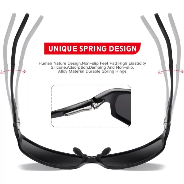 DUCO Polarized Sunglasses for Men 100 UV400 Protection Metal Frame Driving Mens Sun GlassesBlack Frame Gray Lens