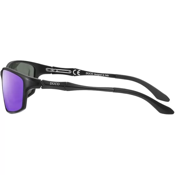DUCO Polarized Sunglasses for Men 100 UV400 Protection Metal Frame Driving Mens Sun GlassesBlack Frame Purple Lens