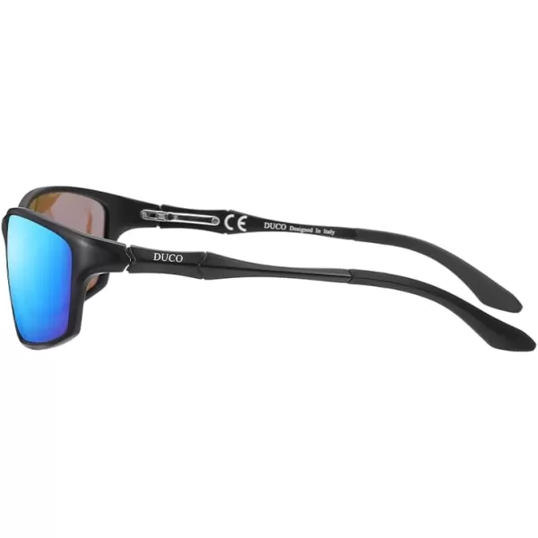 DUCO Polarized Sunglasses for Men 100 UV400 Protection Metal Frame Driving Mens Sun GlassesBlack Frame Revo Blue Lens