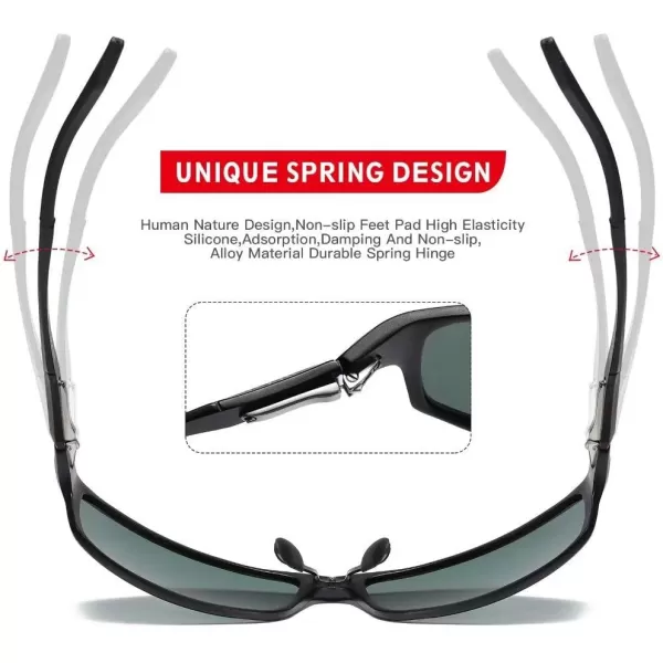 DUCO Polarized Sunglasses for Men 100 UV400 Protection Metal Frame Driving Mens Sun GlassesGreen Frame Gray Lens