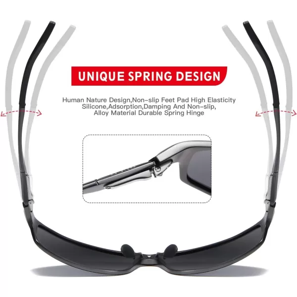 DUCO Polarized Sunglasses for Men 100 UV400 Protection Metal Frame Driving Mens Sun GlassesGunmetal Frame Gray Lens
