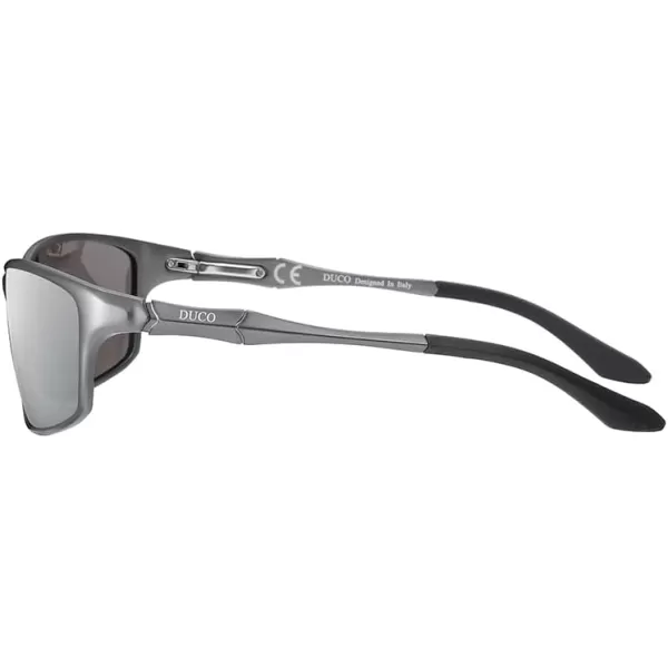 DUCO Polarized Sunglasses for Men 100 UV400 Protection Metal Frame Driving Mens Sun GlassesGunmetal Frame Silver Lens
