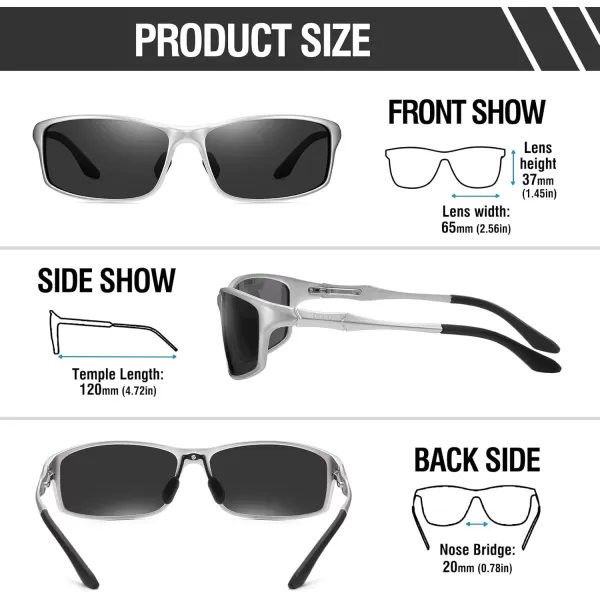DUCO Polarized Sunglasses for Men 100 UV400 Protection Metal Frame Driving Mens Sun GlassesSilver Frame Gray Lens