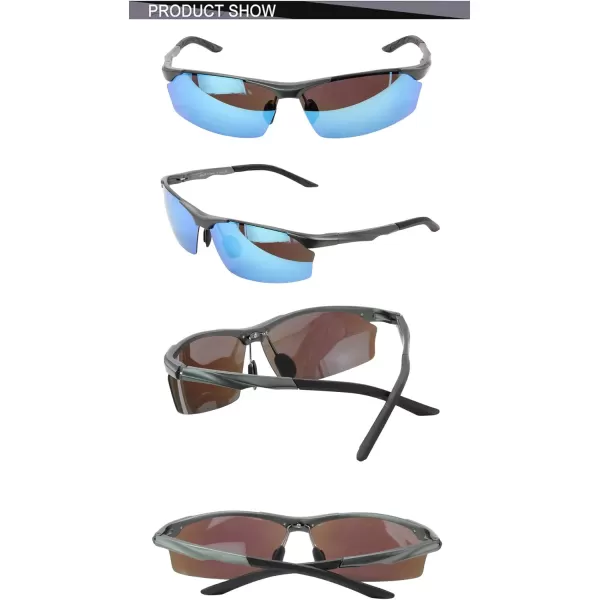 DUCO Polarized Unbreakable Sunglasses 100 UV400 Protection Eyewear Sunglasses for Men and Women Shades 8513S Gunmetal Frame Revo Blue Lens