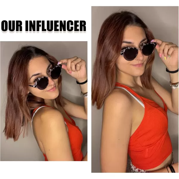 DUCO Retro Polarized Sunglasses for Women Semi Rimless Sun Glasses for Small Face Vintage Half Frame Shades 1221Grey Tortoise Frame Grey Lens