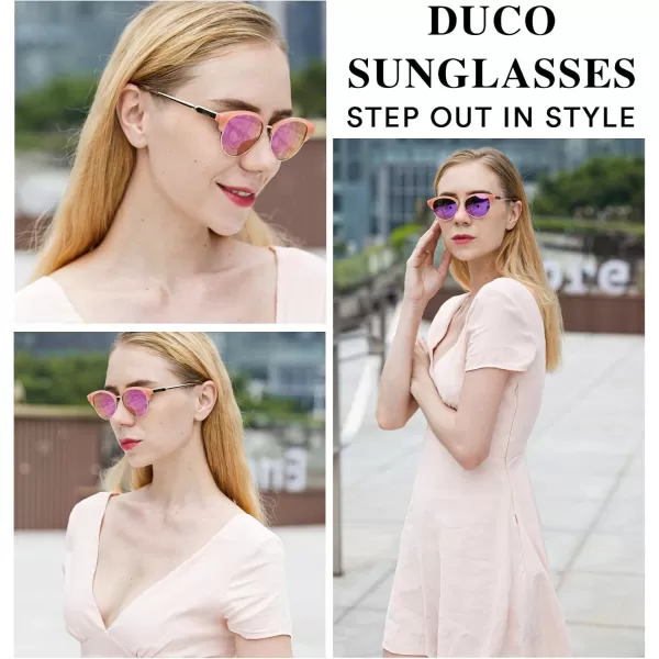DUCO Retro Polarized Sunglasses for Women Semi Rimless Sun Glasses for Small Face Vintage Half Frame Shades 1221Pink Frame Purple Lens