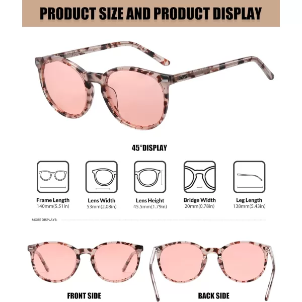 DUCO Retro Round UV400 Polarized Sunglasses for Women Men Vintage Shades Classic Acetate Trendy Fashion Sunglass DC1230