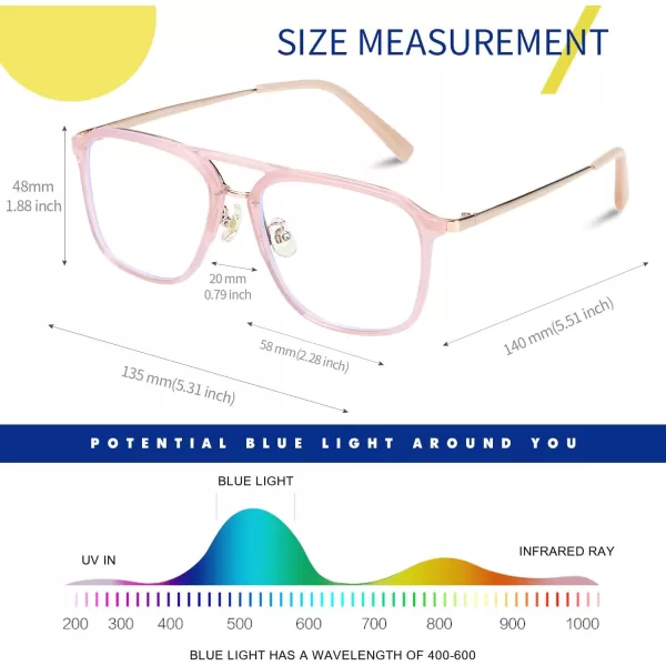 DUCO Retro Square Aviator Blue Light Glasses for Men Oversized Blue Ray Blocking Glasses Computer Glasses 70s Vintage Double Bridge Fashion Eyeglasses W022