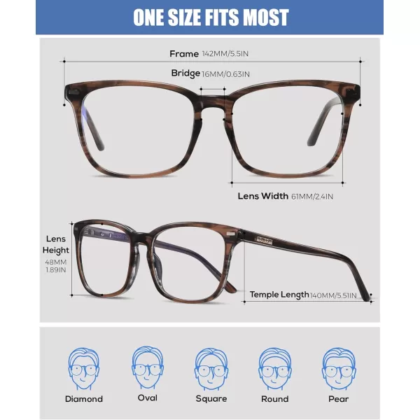 DUCO Retro Square Blue Light Glasses For Men Blue Ray Blocking Glasses Computer Gaming Glasses Nylon Lens Acetate Frame Green 8302Brown
