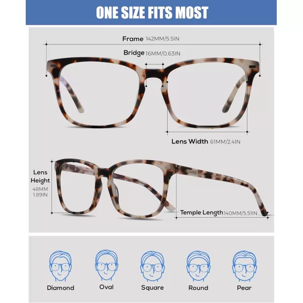DUCO Retro Square Blue Light Glasses For Men Blue Ray Blocking Glasses Computer Gaming Glasses Nylon Lens Acetate Frame Green 8302Grey Tortoise