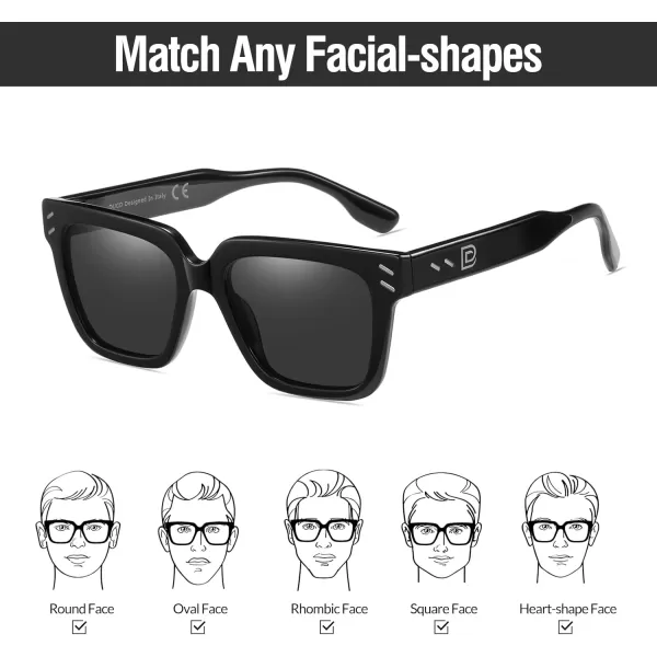 DUCO Retro Square Polarized Sunglasses for Men Women Trendy Vintage Luxury Acetate Sun Glasses UV400 DC2368