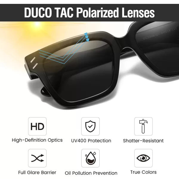 DUCO Retro Square Polarized Sunglasses for Men Women Trendy Vintage Luxury Acetate Sun Glasses UV400 DC2368