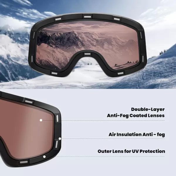 DUCO Ski Goggles Snowboard for Men WomenOTG Lightweight Winter Snowmobile Snow Goggles AntiFog 100 UV Protection DCS001Revo Blue Lens