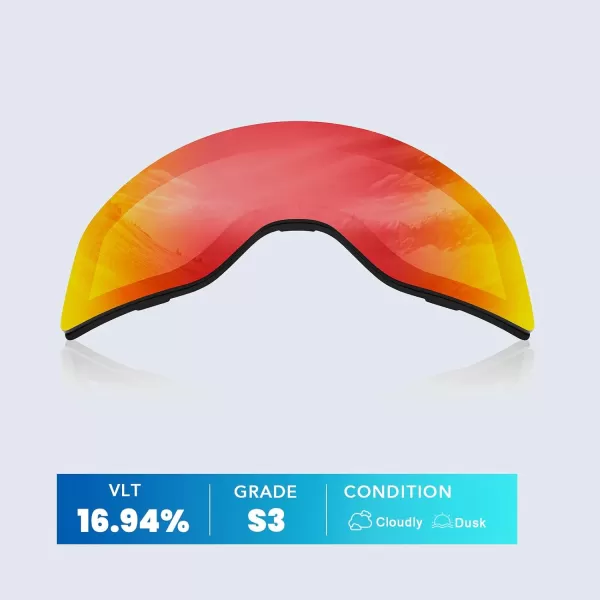 DUCO Ski Goggles Snowboard for Men WomenOTG Lightweight Winter Snowmobile Snow Goggles AntiFog 100 UV Protection DCS001Revo Orange Lens