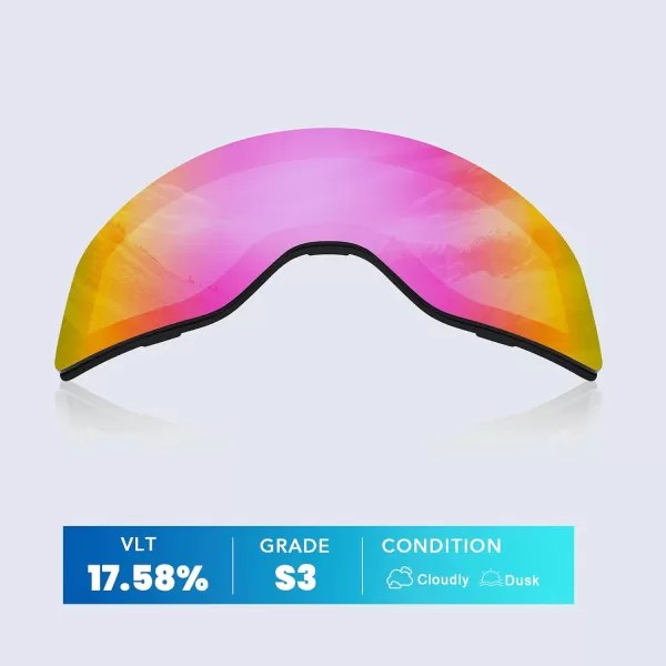 DUCO Ski Goggles Snowboard for Men WomenOTG Lightweight Winter Snowmobile Snow Goggles AntiFog 100 UV Protection DCS001Revo Pink Lens