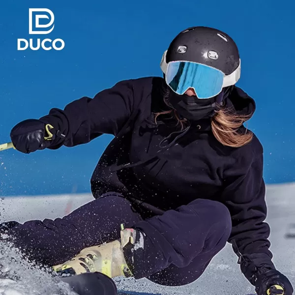 DUCO Ski Goggles Snowboard for Men WomenOTG Lightweight Winter Snowmobile Snow Goggles AntiFog 100 UV Protection DCS001White Frame Revo Blue Lens