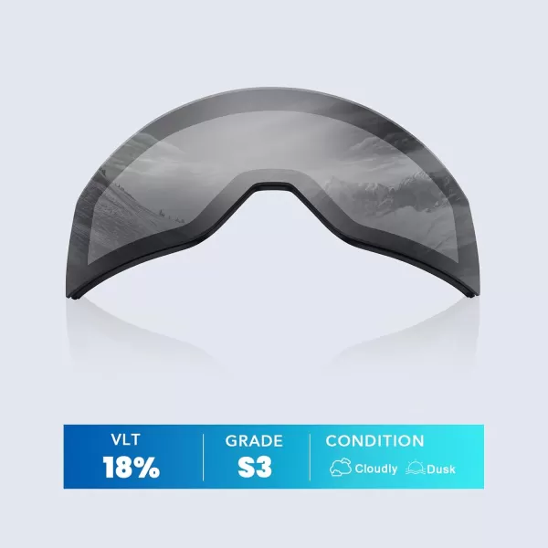 DUCO Ski Goggles with Magnetic Lens for Snowboard AntiFog UV400 Protection Over Glasses OTG Snow Sports Goggles DCS002Grey Lens
